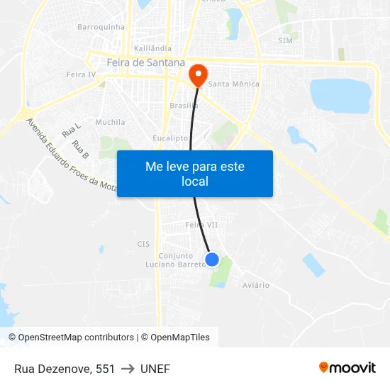 Rua Dezenove, 551 to UNEF map