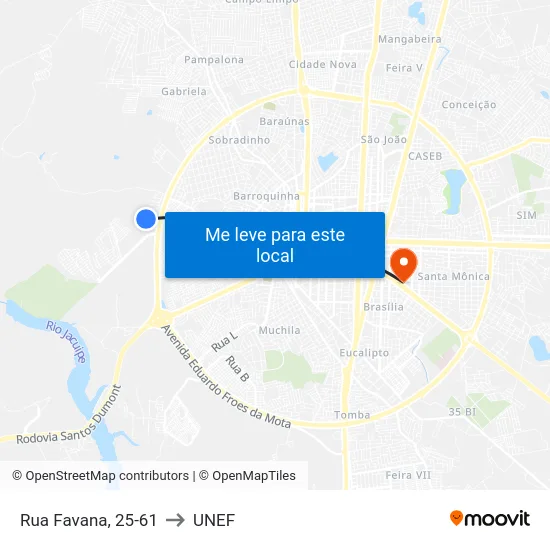 Rua Favana, 25-61 to UNEF map