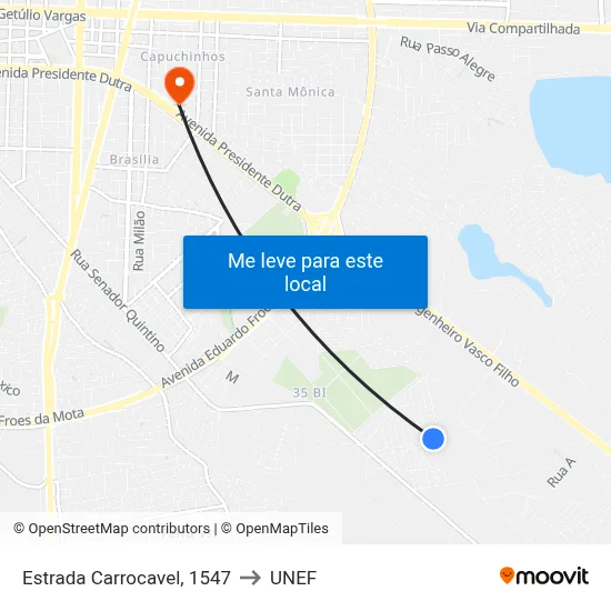 Estrada Carrocavel, 1547 to UNEF map