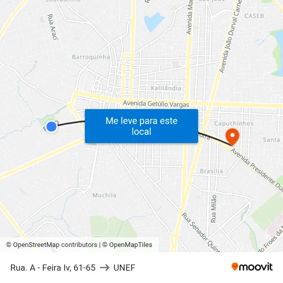Rua. A - Feira Iv, 61-65 to UNEF map