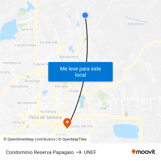 Condominio Reserva Papagaio to UNEF map