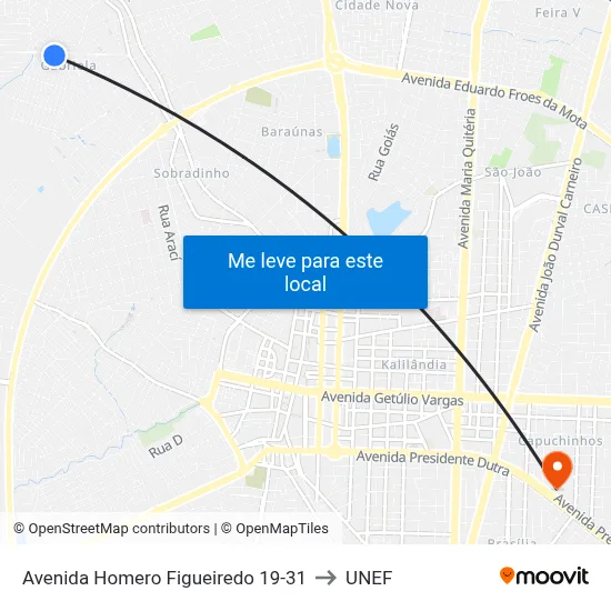 Avenida Homero Figueiredo 19-31 to UNEF map