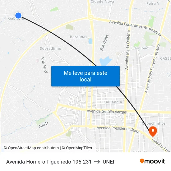 Avenida Homero Figueiredo 195-231 to UNEF map