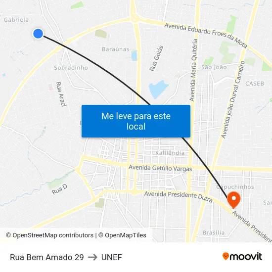 Rua Bem Amado 29 to UNEF map