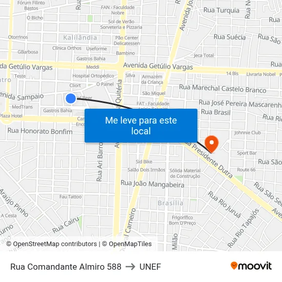 Rua Comandante Almiro 588 to UNEF map