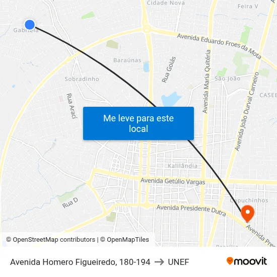 Avenida Homero Figueiredo, 180-194 to UNEF map