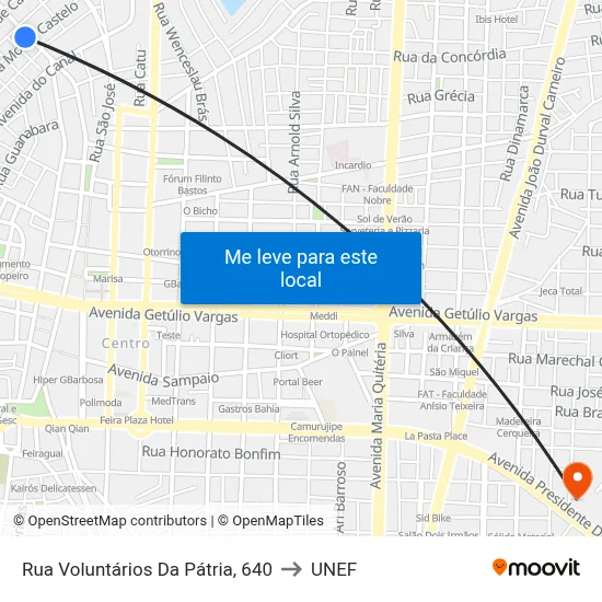 Rua Voluntários Da Pátria, 640 to UNEF map