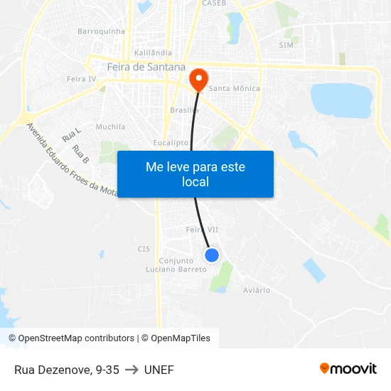 Rua Dezenove, 9-35 to UNEF map