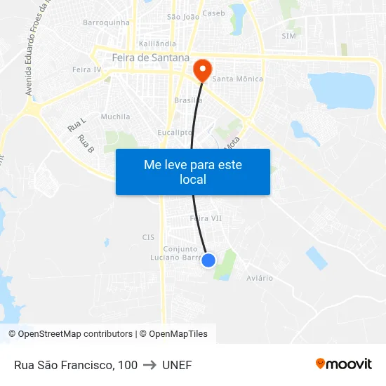 Rua São Francisco, 100 to UNEF map