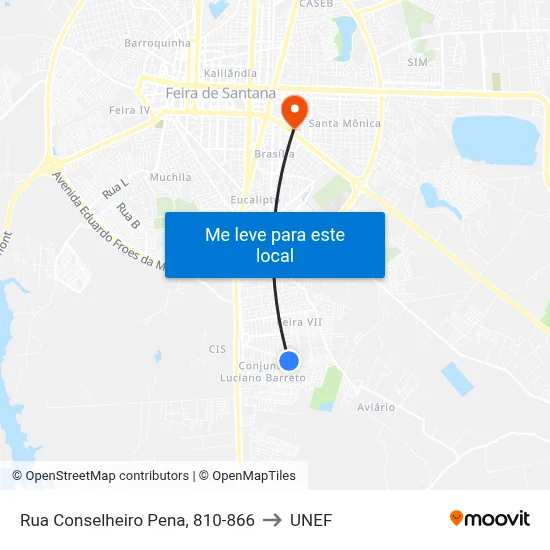 Rua Conselheiro Pena, 810-866 to UNEF map