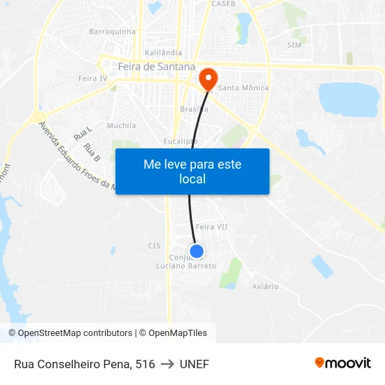 Rua Conselheiro Pena, 516 to UNEF map