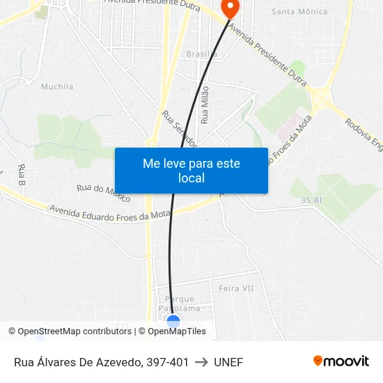 Rua Álvares De Azevedo, 397-401 to UNEF map