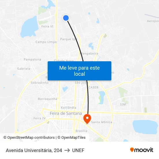 Avenida Universitária, 204 to UNEF map