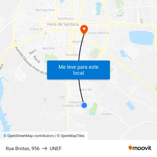Rua Brotas, 956 to UNEF map