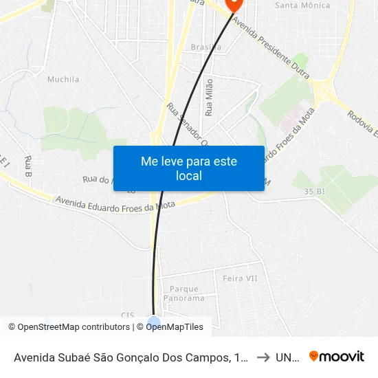 Avenida Subaé São Gonçalo Dos Campos, 1340 to UNEF map