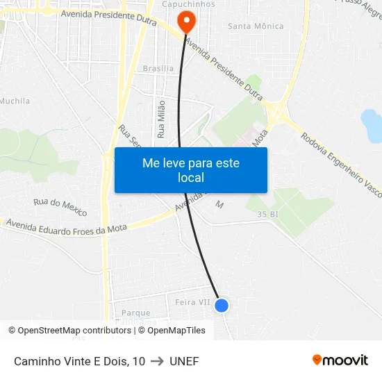 Caminho Vinte E Dois, 10 to UNEF map