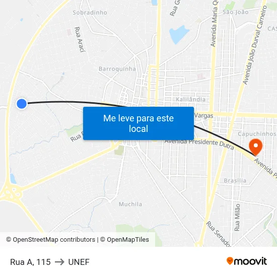 Rua A, 115 to UNEF map