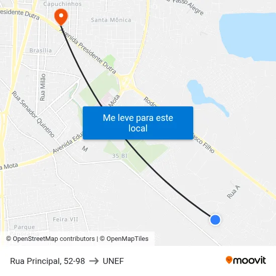 Rua Principal, 52-98 to UNEF map
