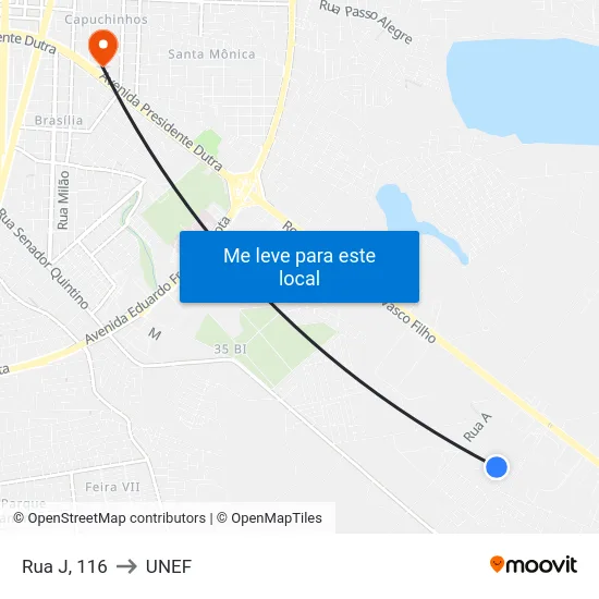 Rua J, 116 to UNEF map