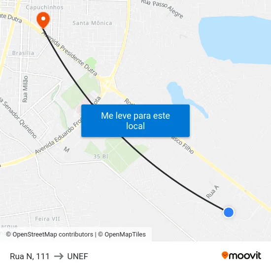 Rua N, 111 to UNEF map