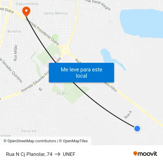 Rua N Cj Planolar, 74 to UNEF map