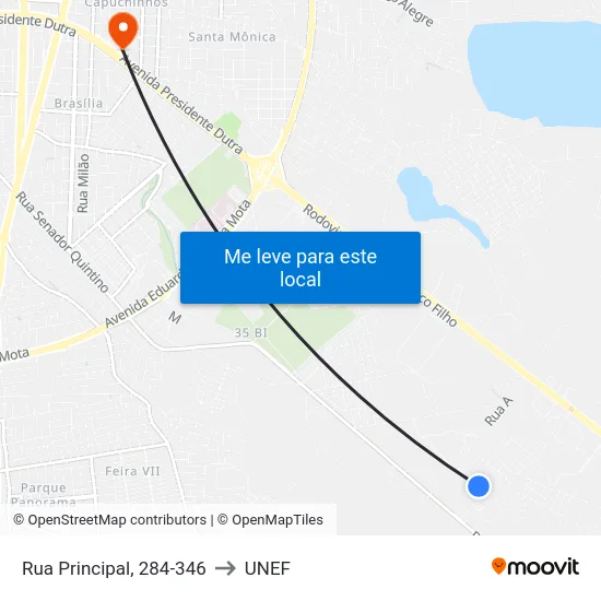 Rua Principal, 284-346 to UNEF map