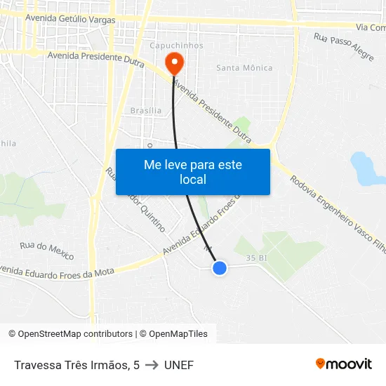 Travessa Três Irmãos, 5 to UNEF map
