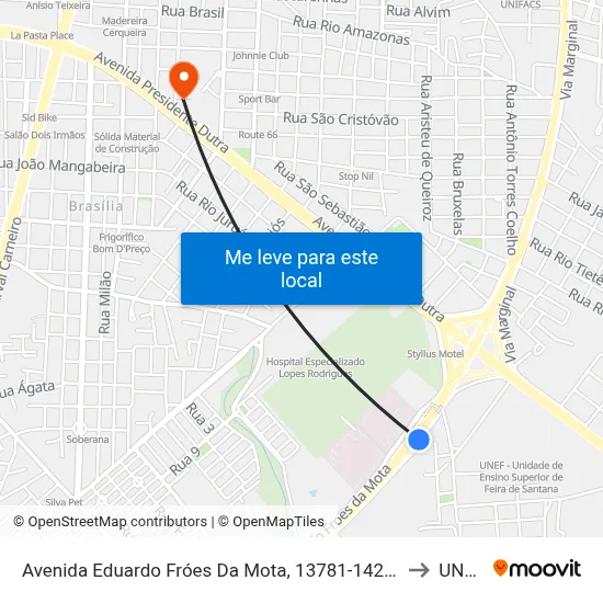 Avenida Eduardo Fróes Da Mota, 13781-14221 to UNEF map