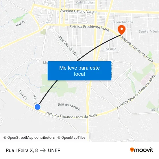 Rua I Feira X, 8 to UNEF map