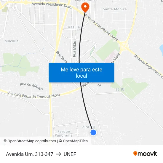Avenida Um, 313-347 to UNEF map