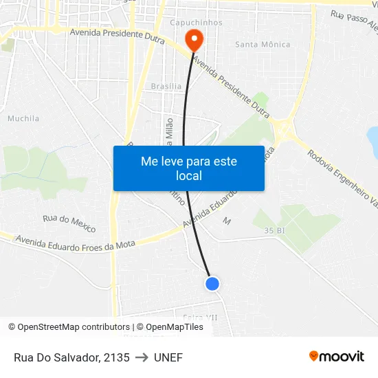 Rua Do Salvador, 2135 to UNEF map
