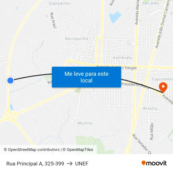 Rua Principal A, 325-399 to UNEF map
