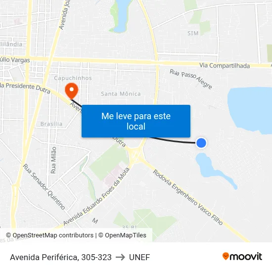 Avenida Periférica, 305-323 to UNEF map
