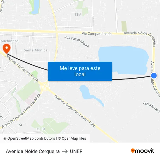 Avenida Nóide Cerqueira to UNEF map