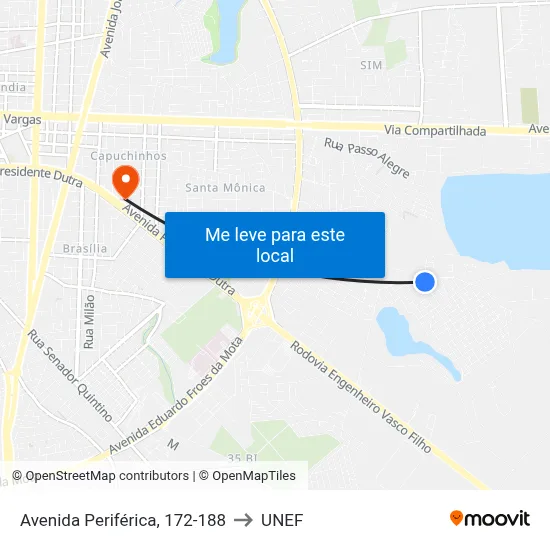 Avenida Periférica, 172-188 to UNEF map