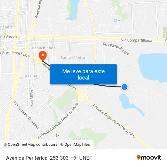 Avenida Periférica, 253-303 to UNEF map
