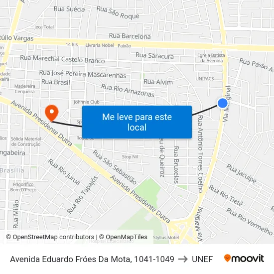 Avenida Eduardo Fróes Da Mota, 1041-1049 to UNEF map