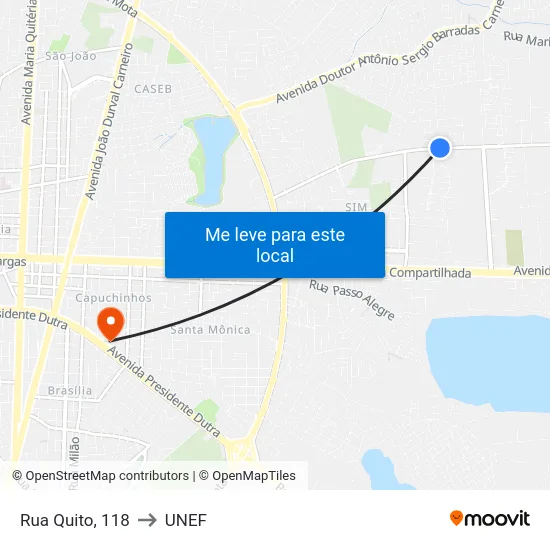 Rua Quito, 118 to UNEF map