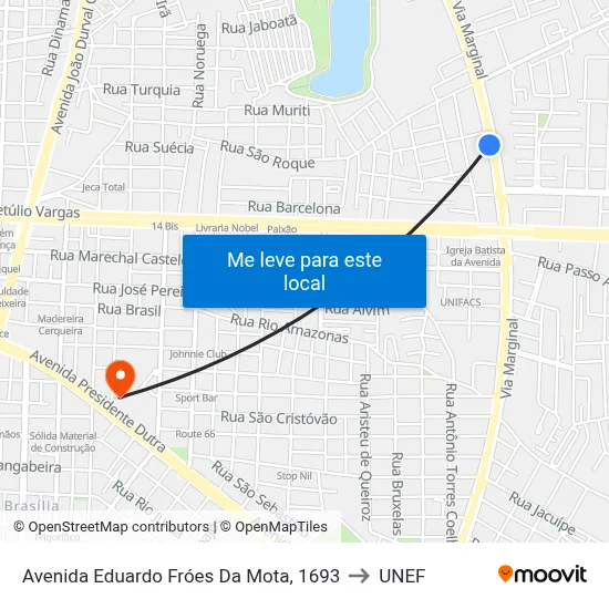 Avenida Eduardo Fróes Da Mota, 1693 to UNEF map