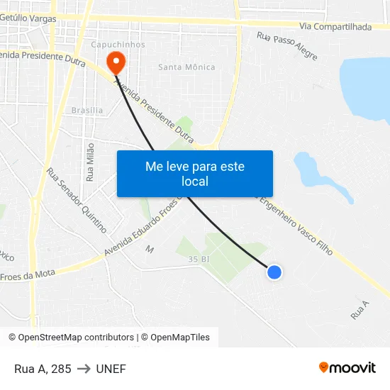 Rua A, 285 to UNEF map