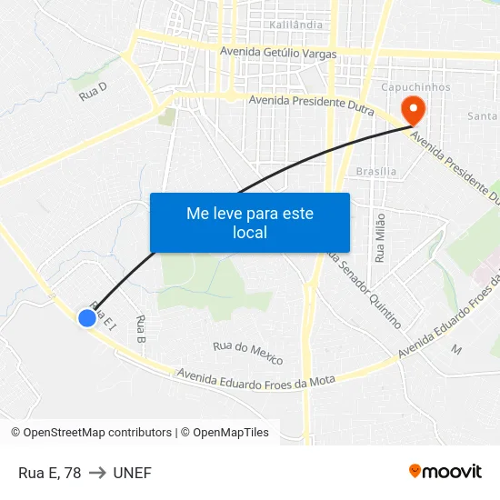 Rua E, 78 to UNEF map