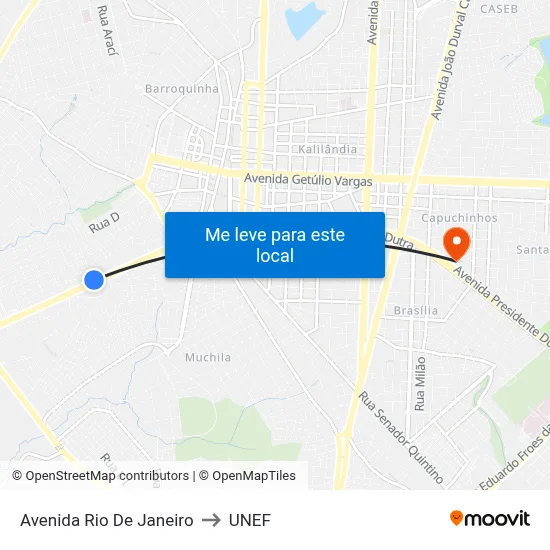 Avenida Rio De Janeiro to UNEF map