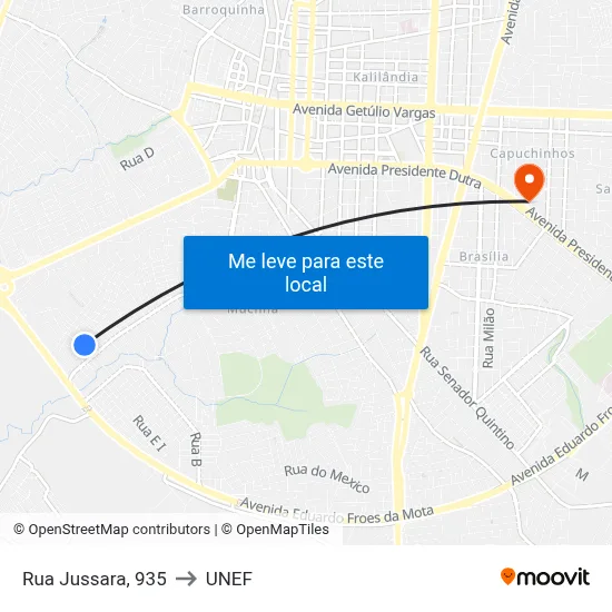 Rua Jussara, 935 to UNEF map