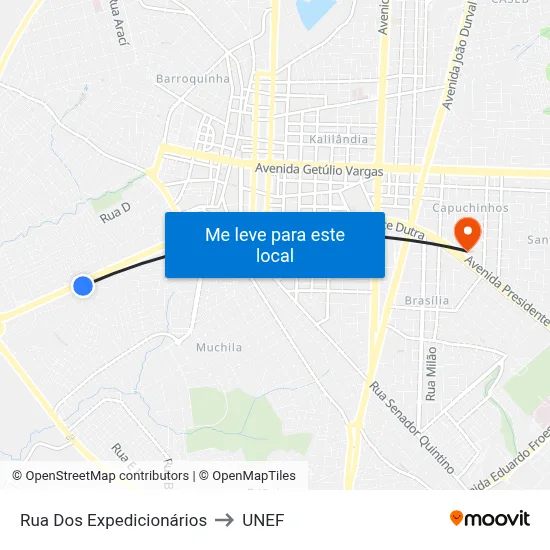 Rua Dos Expedicionários to UNEF map