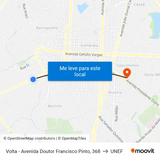 Volta - Avenida Doutor Francisco Pinto, 368 to UNEF map