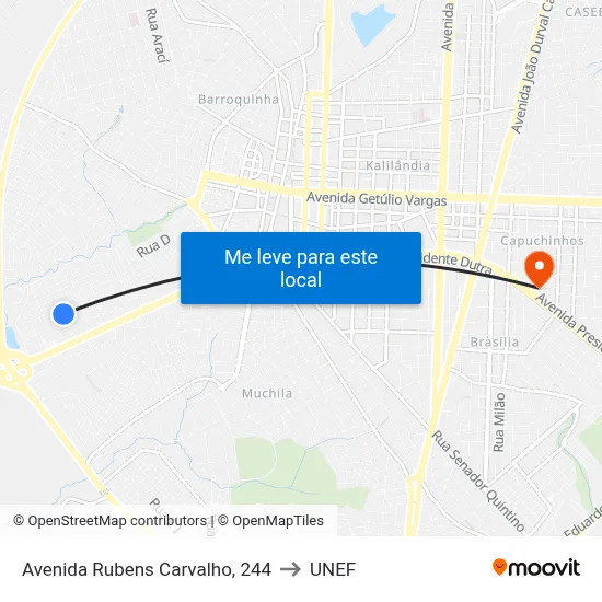 Avenida Rubens Carvalho, 244 to UNEF map