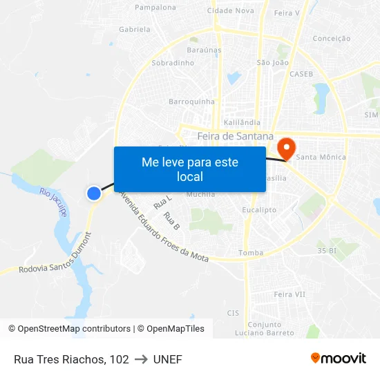 Rua Tres Riachos, 102 to UNEF map