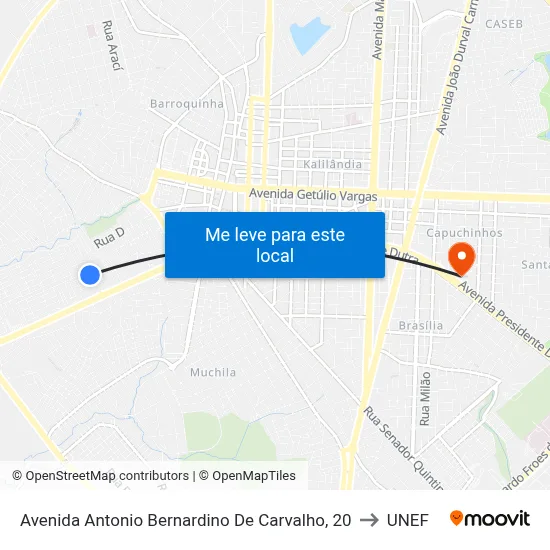Avenida Antonio Bernardino De Carvalho, 20 to UNEF map
