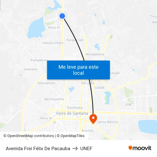Avenida Frei Félix De Pacauba to UNEF map