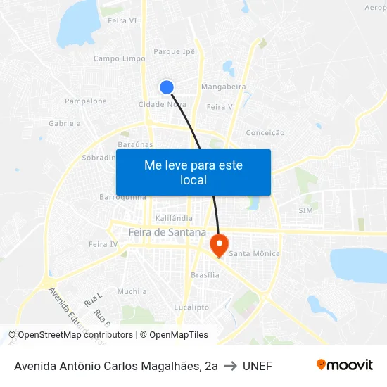 Avenida Antônio Carlos Magalhães, 2a to UNEF map
